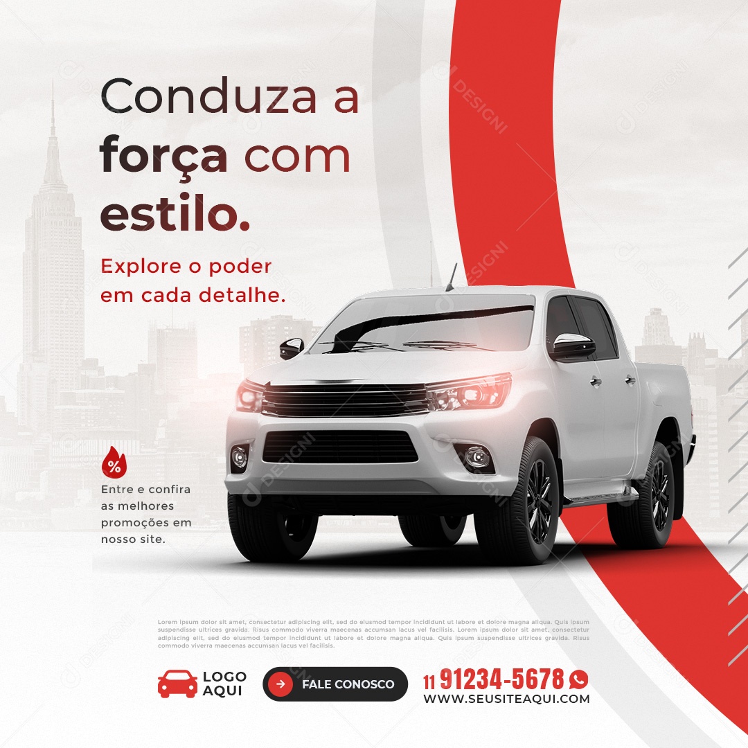 Conduza a Força Com Estilo Concessionária Social Media PSD Editável