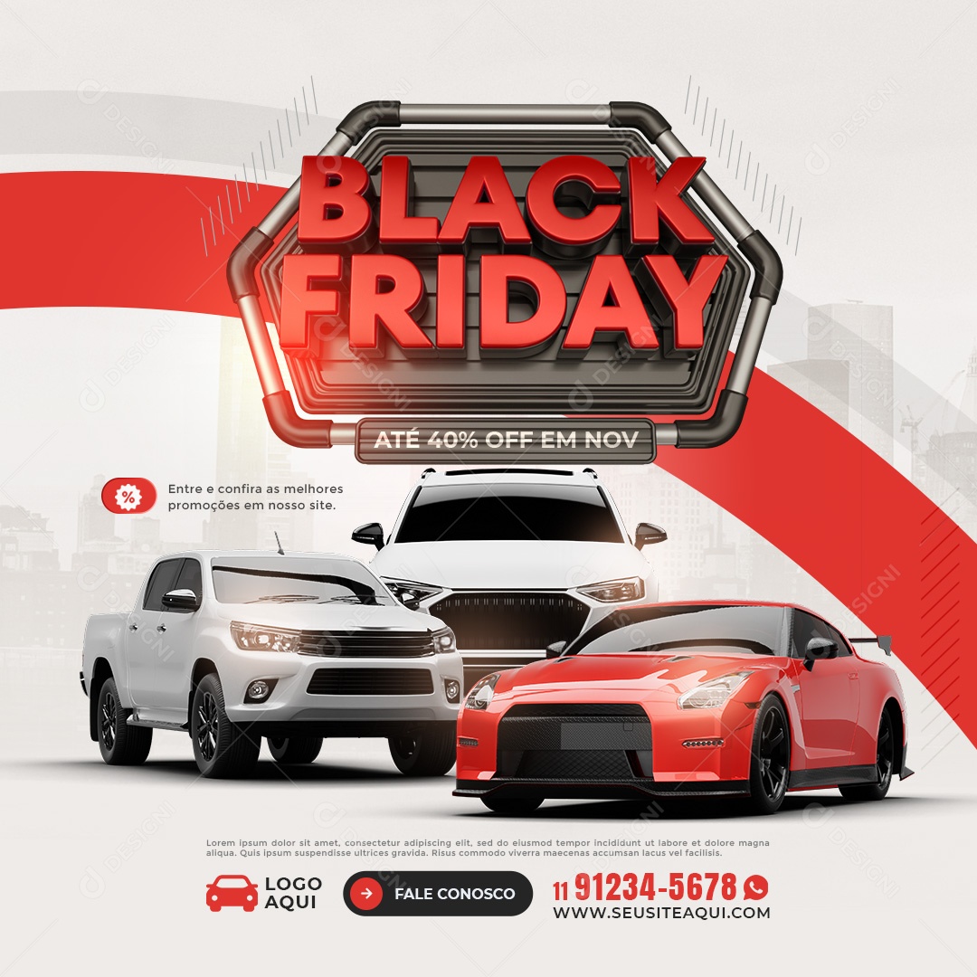 Black Friday Melhores Promoções Concessionária Social Media PSD Editável