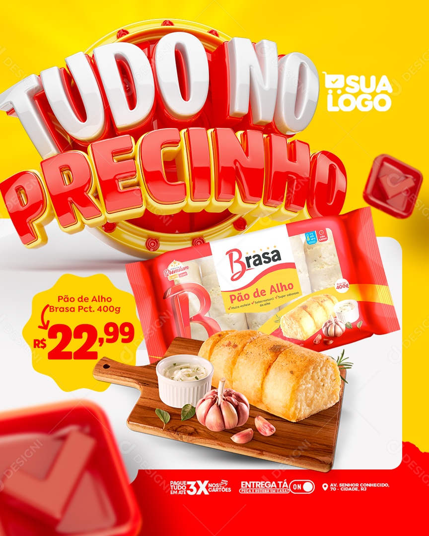 Social Media Feed Tudo No Precinho Supermercado PSD Editável