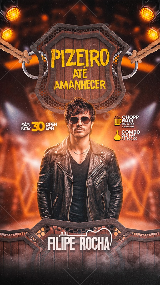 Story Flyer Pizeiro Até Amanhecer Filipe Rocha Social Media PSD Editável