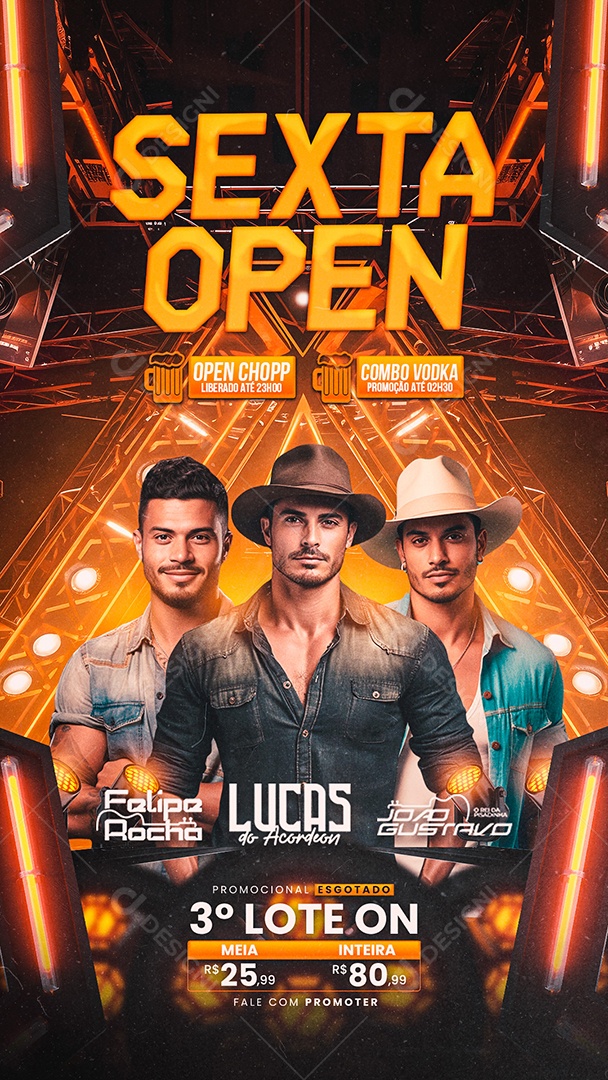 Story Flyer Sexta Open Felipe Rocha Lucas do Acordeon João Gustavo Social Media PSD Editável