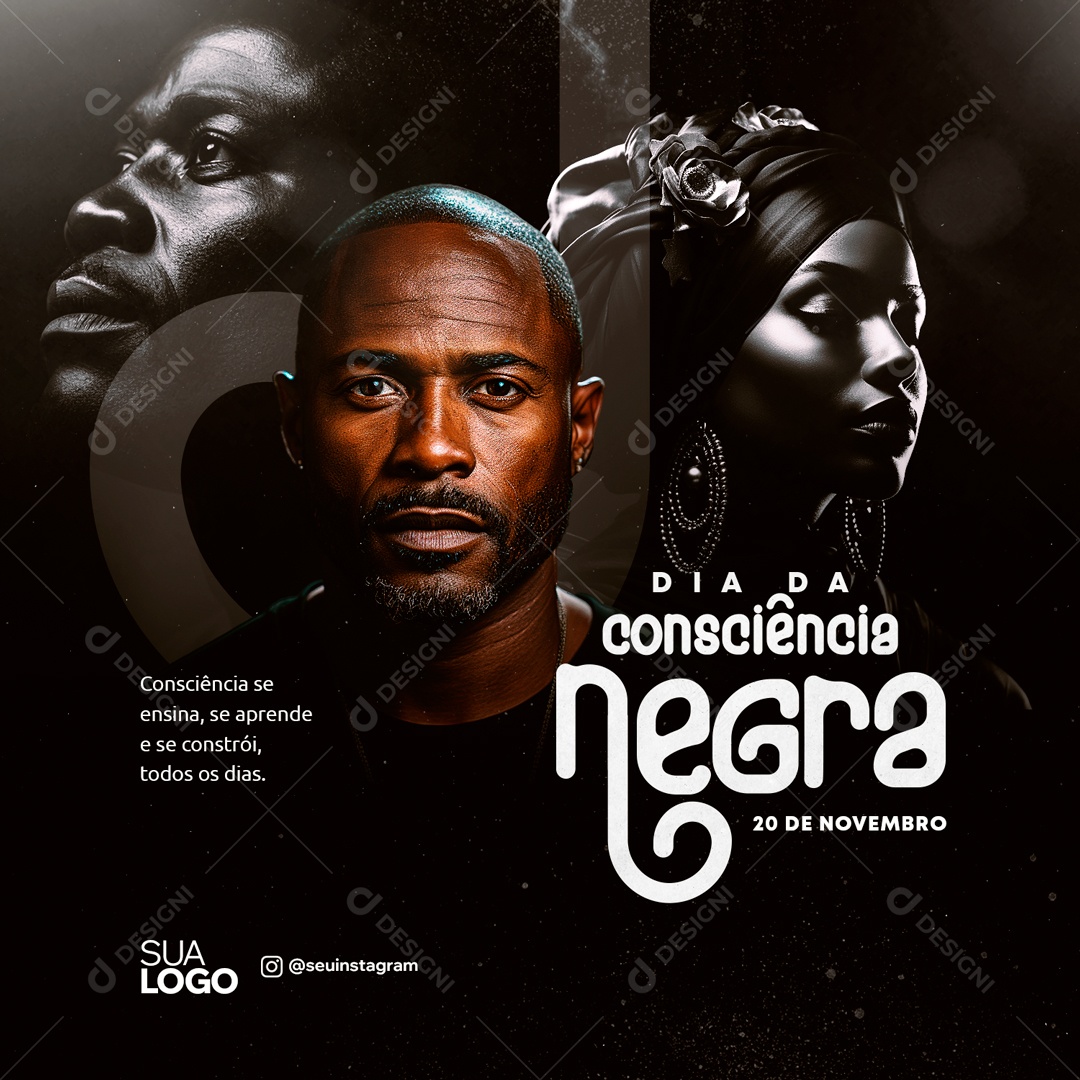 Dia da Consciência Negra 20 de Novembro Social Media PSD Editável