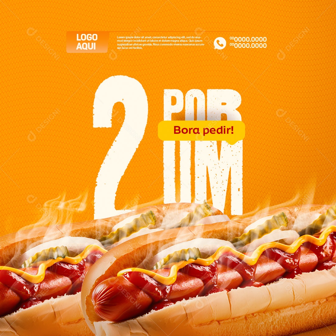 Hot Dog 2 Por Um Bora Pedir Social Media PSD Editável