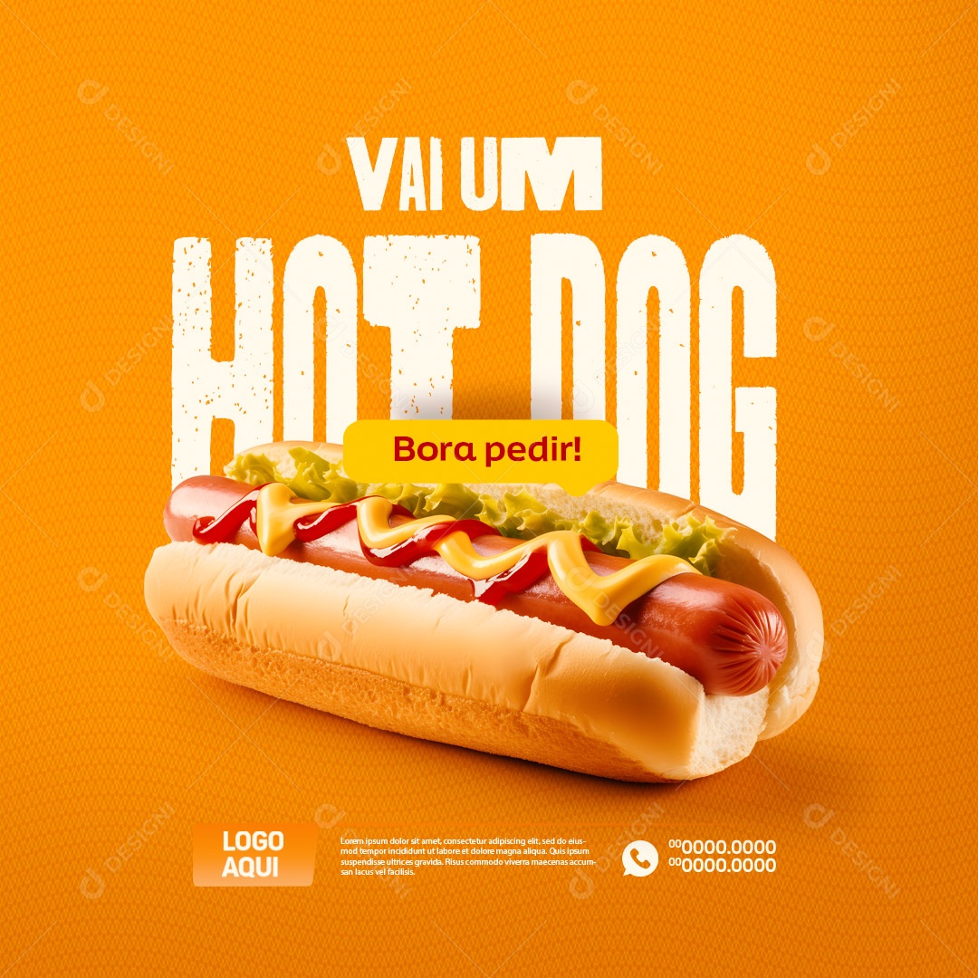 Vai um Hot Dog Bora Pedir Social Media PSD Editável