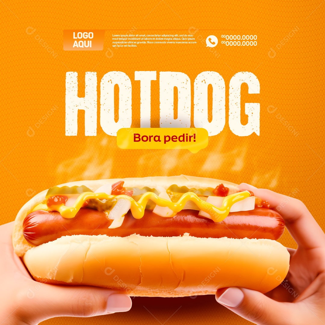 Hot Dog Bora Pedir Social Media PSD Editável