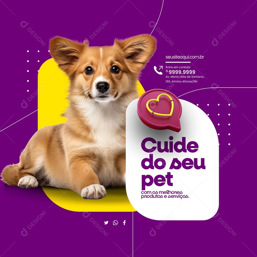 Pet Shop Cuide do seu Pet Social Media PSD Editável