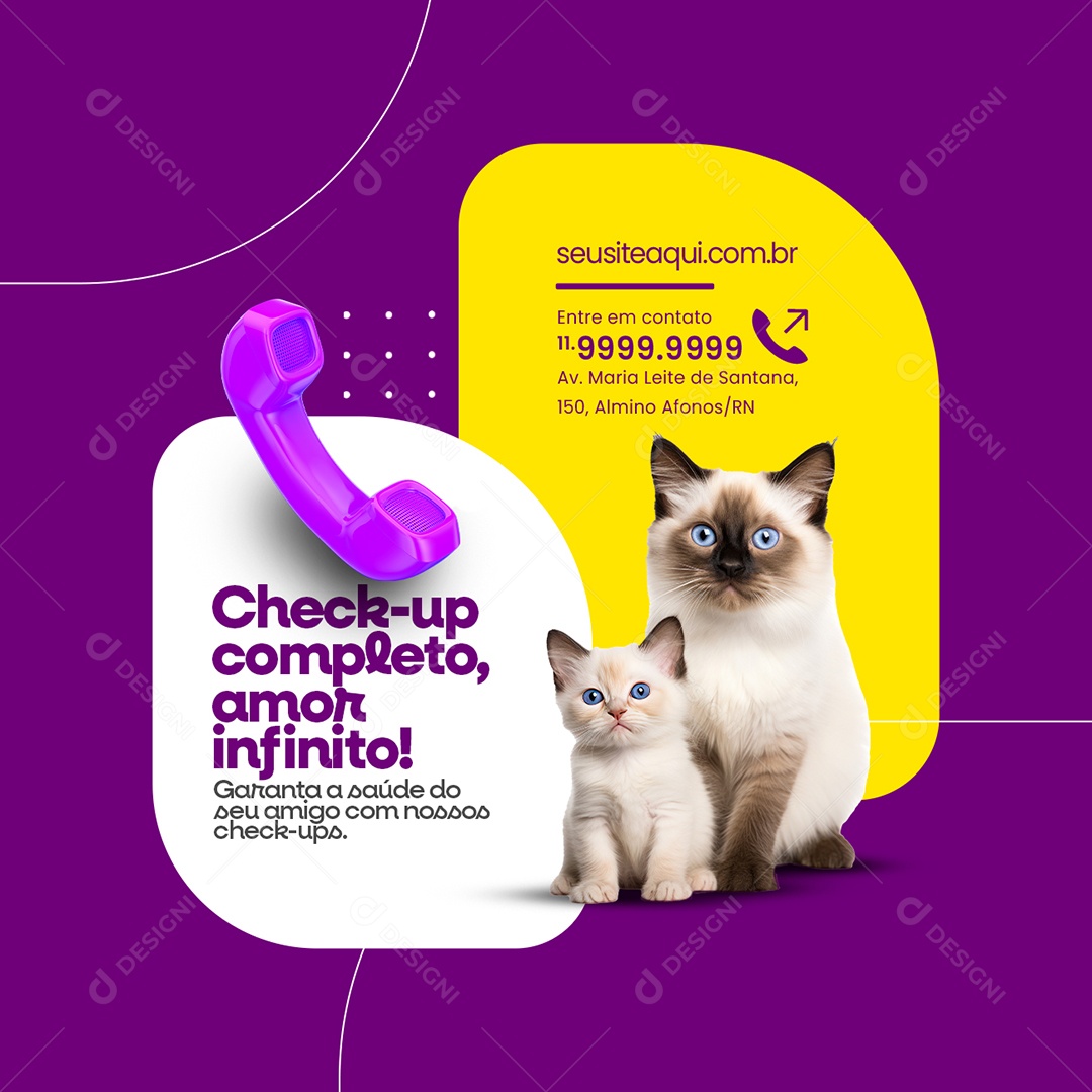 Pet Shop Checkup Completo Amor Infinito Gatos Social Media PSD Editável