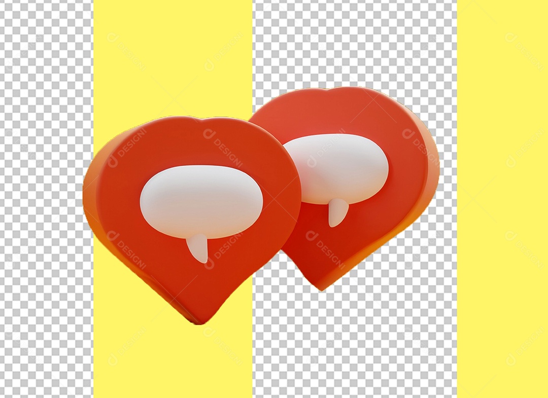 Caixa de Fala Elemento 3D Vermelho e Branco para Composição PSD