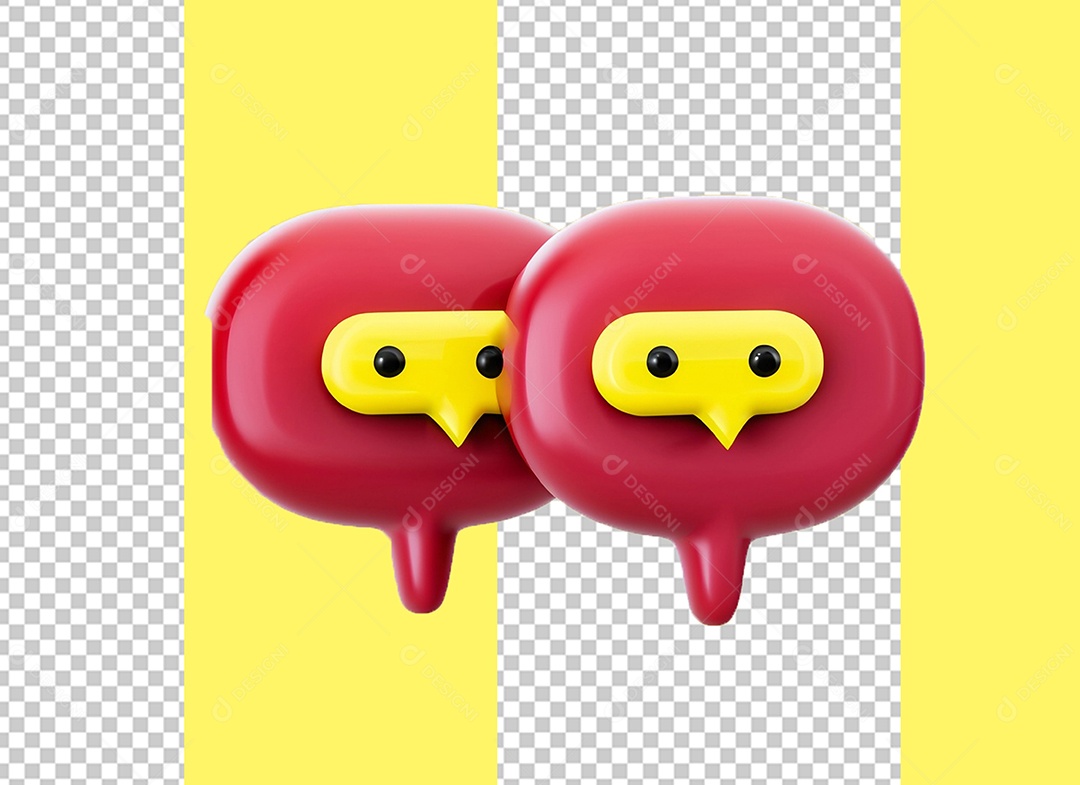 Caixa de Fala Elemento 3D Vermelho e Amarelo para Composição PSD