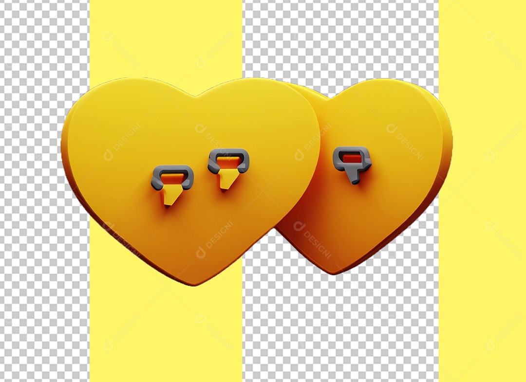 Caixa de Fala Elemento 3D Amarelo para Composição PSD