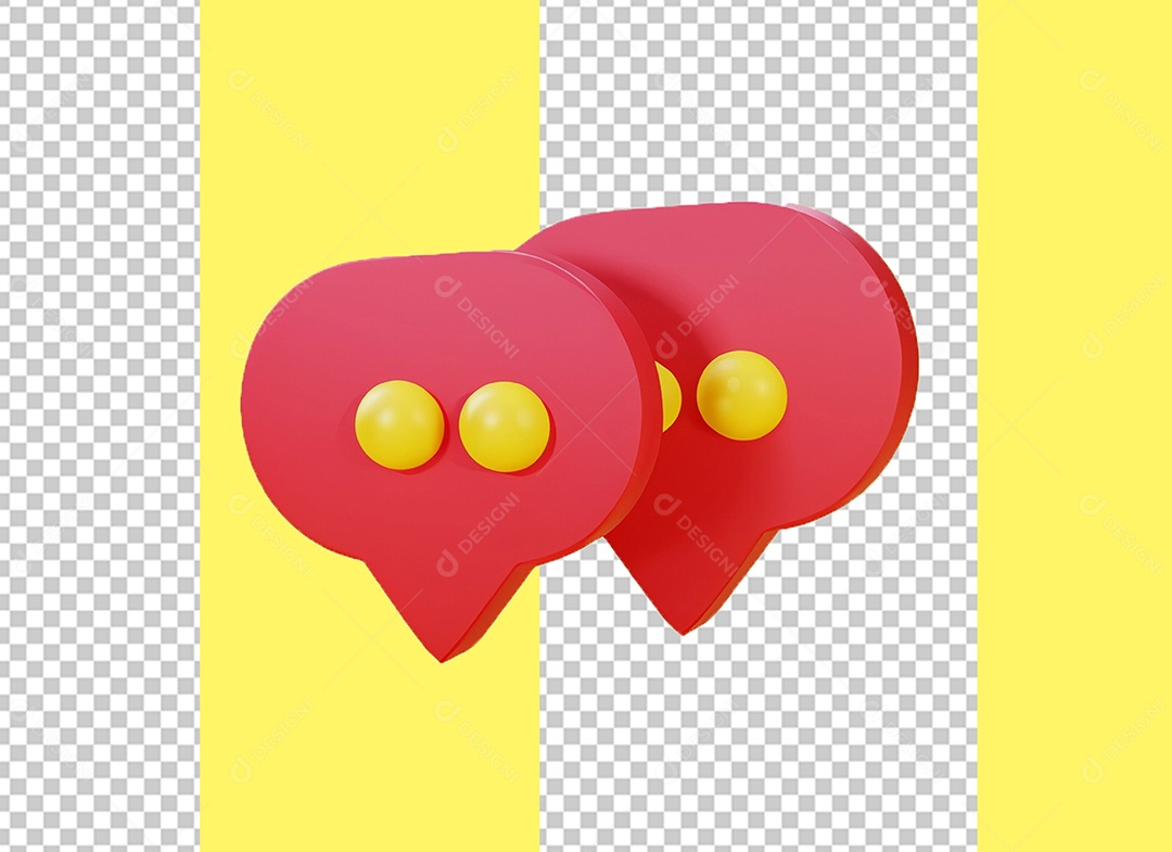 Caixa de Fala Elemento 3D Vermelho e Amarelo para Composição PSD