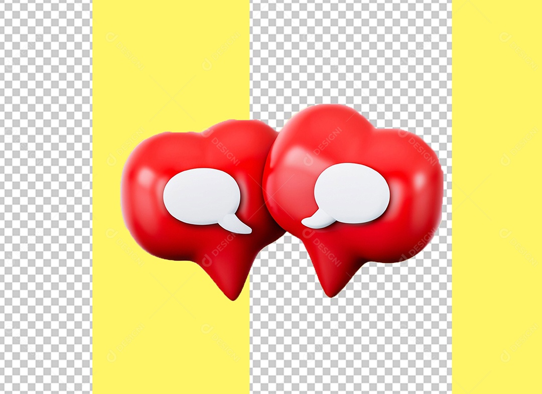 Caixa de Fala Elemento 3D Vermelho e Branco para Composição PSD