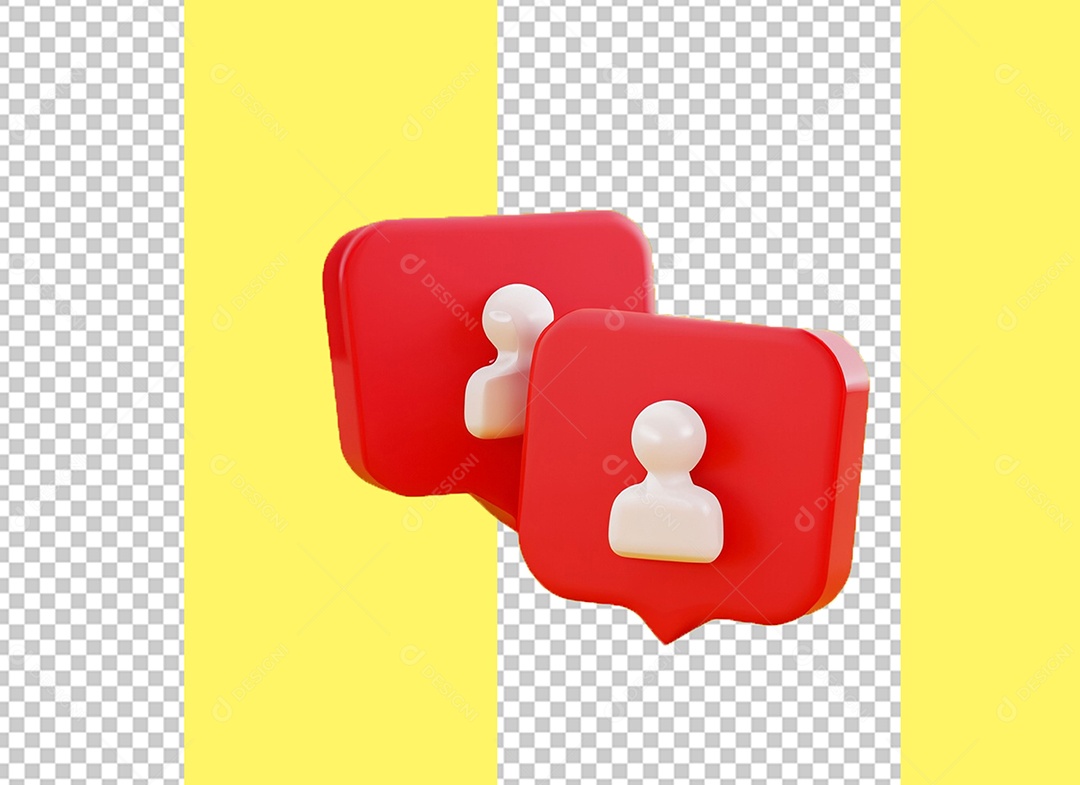 Caixa de Fala Elemento 3D Vermelho com Perfil Branco para Composição PSD