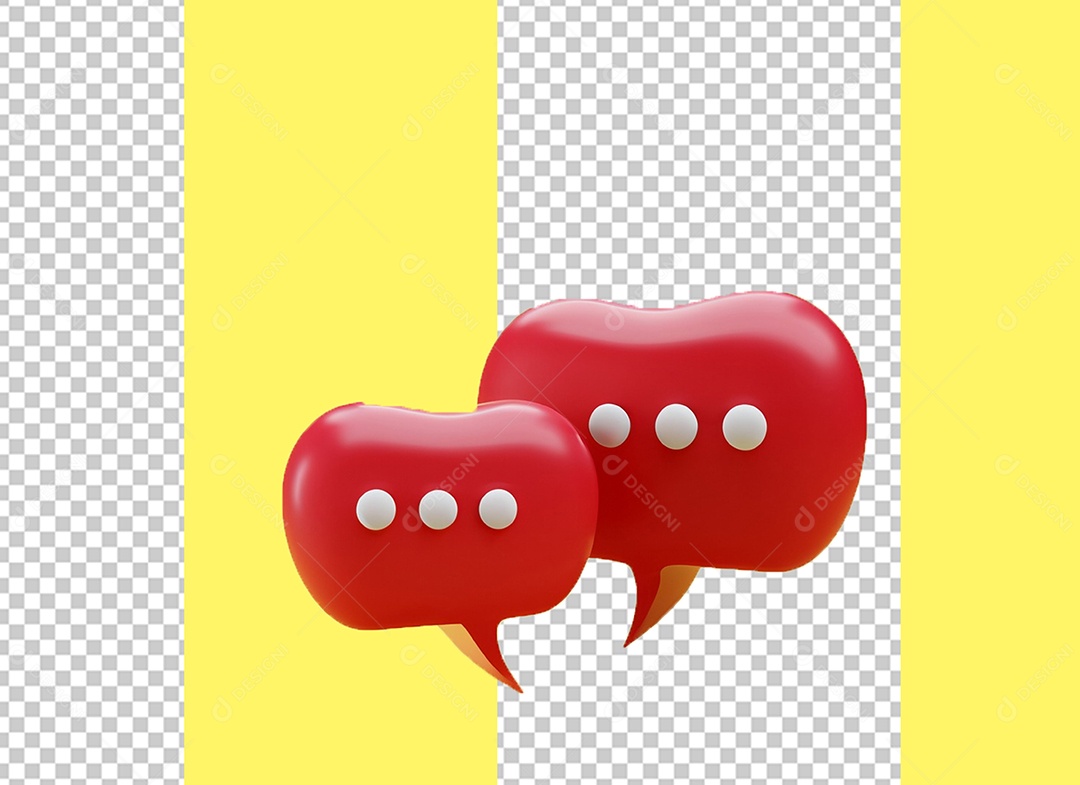 Caixa de Fala Elemento 3D Vermelho para Composição PSD