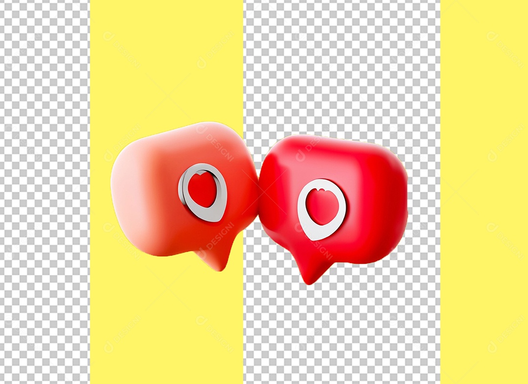 Caixa de Fala Elemento 3D Vermelho para Composição PSD