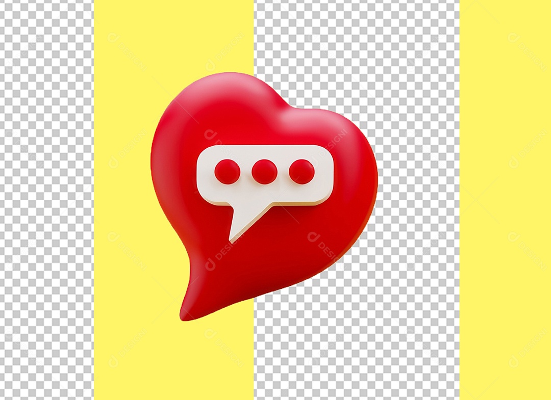 Caixa de Fala Elemento 3D Vermelho para Composição PSD