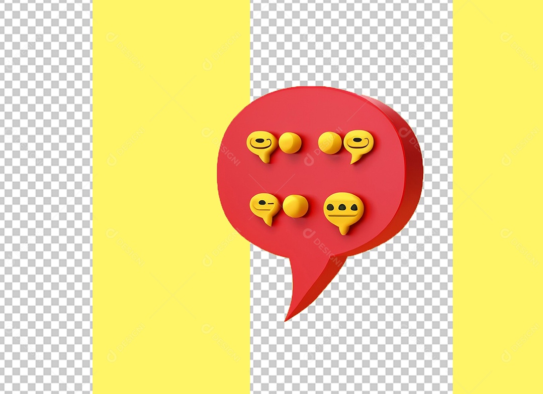 Caixa de Fala Elemento 3D Vermelho para Composição PSD