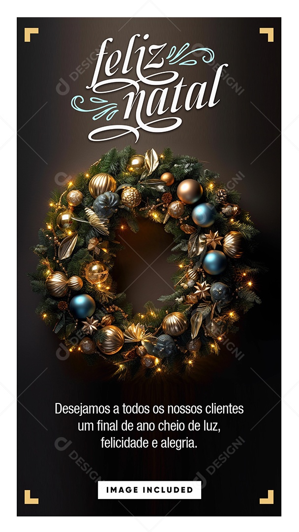 Social Media Story Feliz Natal Cheio De Luz Felicidade e Alegria PSD Editável