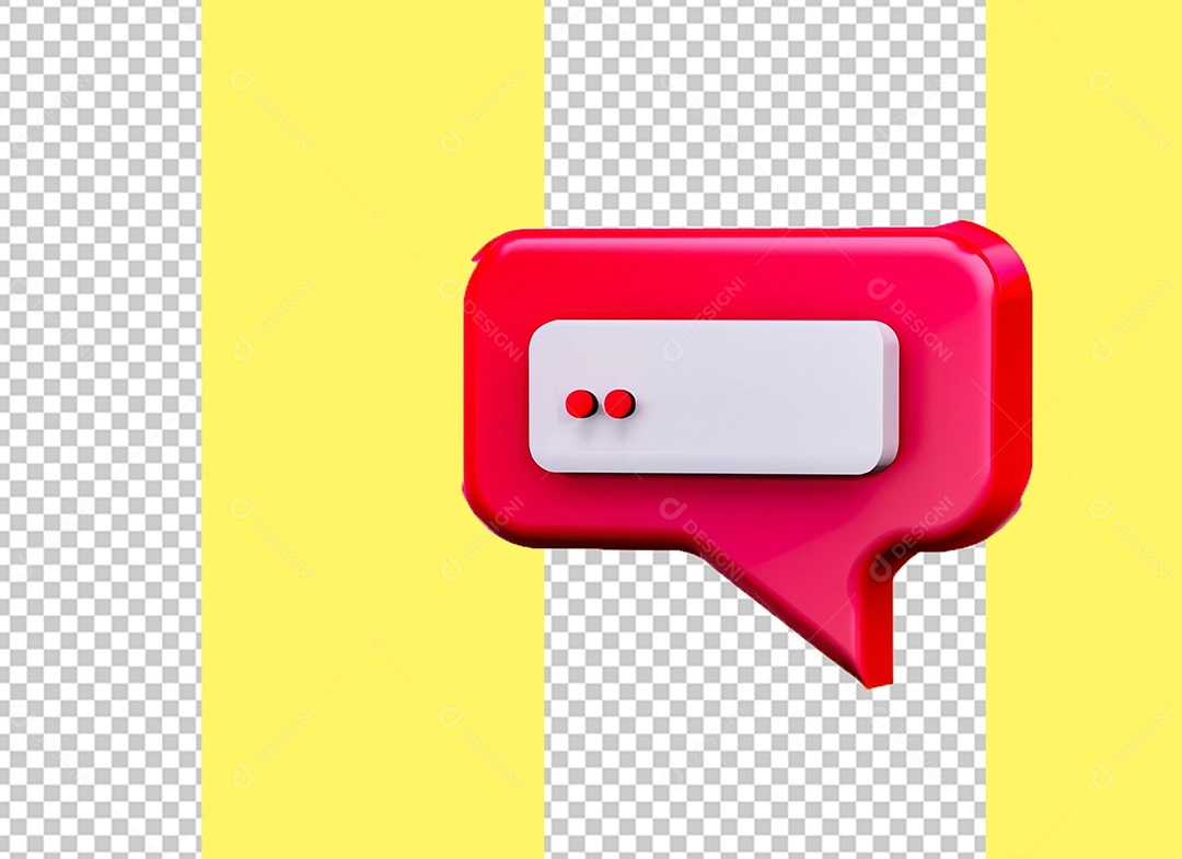 Caixa de Fala Elemento 3D Vermelho e Branco para Composição PSD