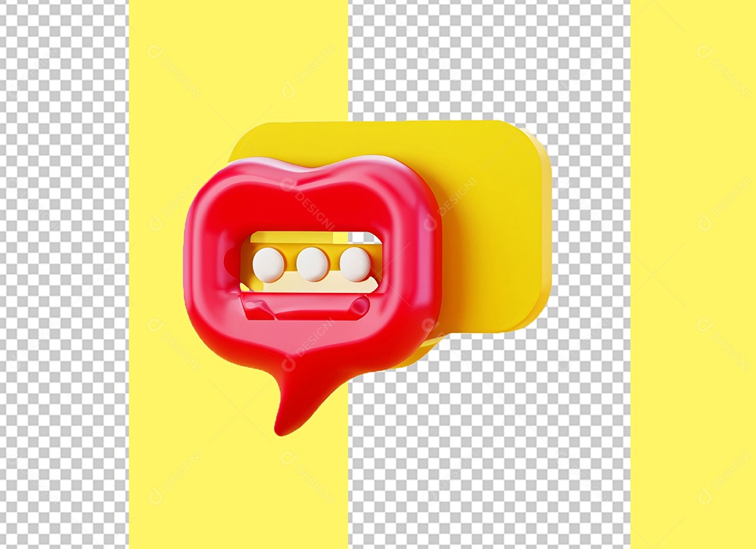 Caixa de Fala Elemento 3D Amarelo para Composição PSD