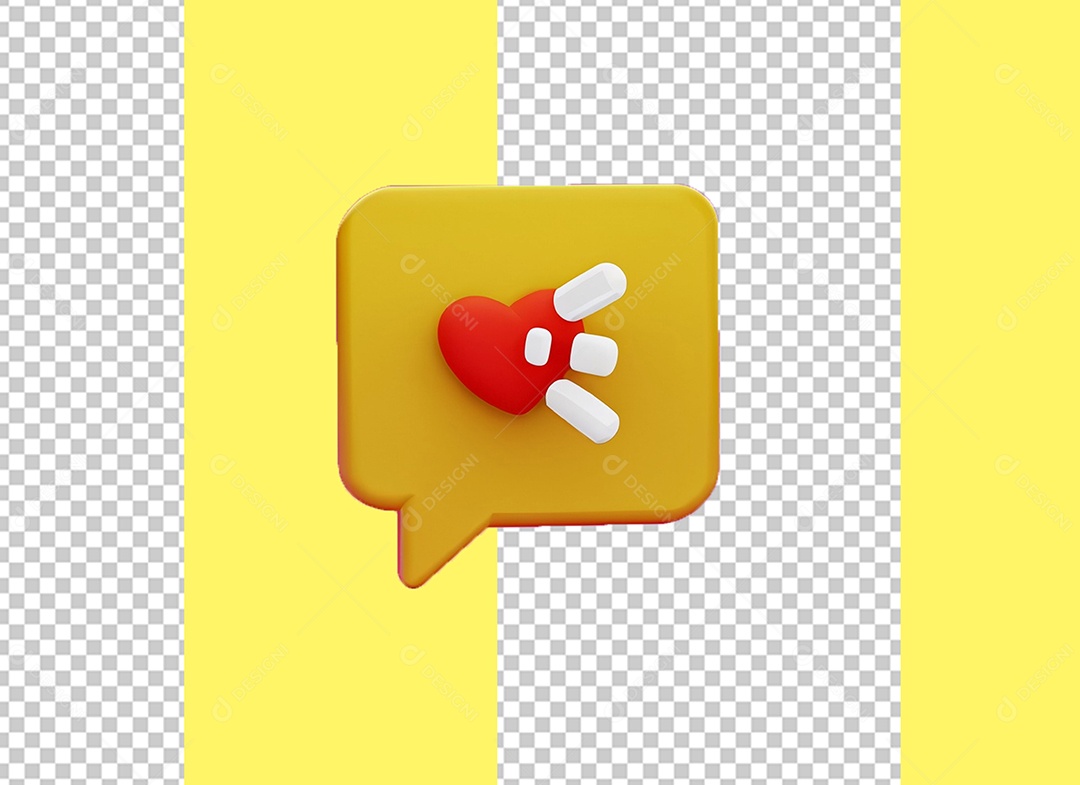 Caixa de Fala Elemento 3D Amarelo para Composição PSD