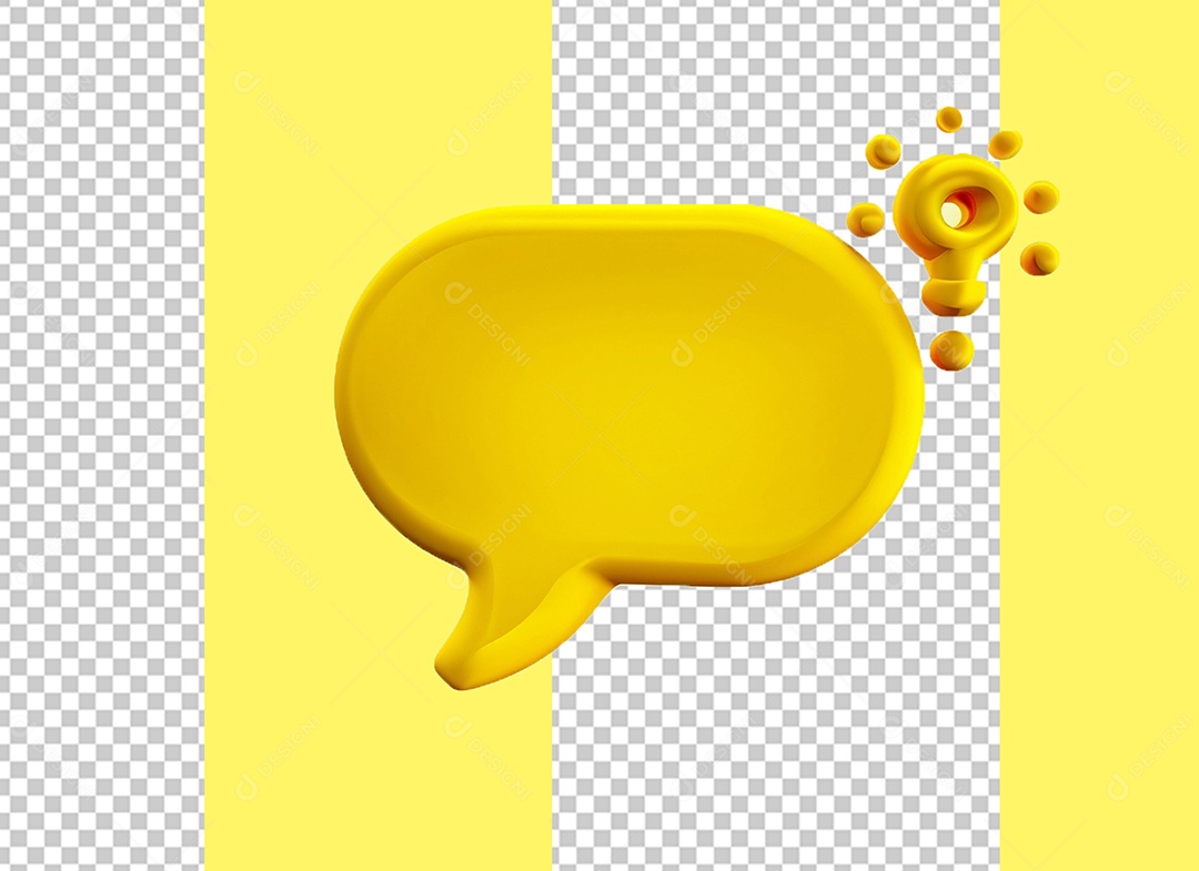 Caixa de Fala Elemento 3D Amarelo para Composição PSD