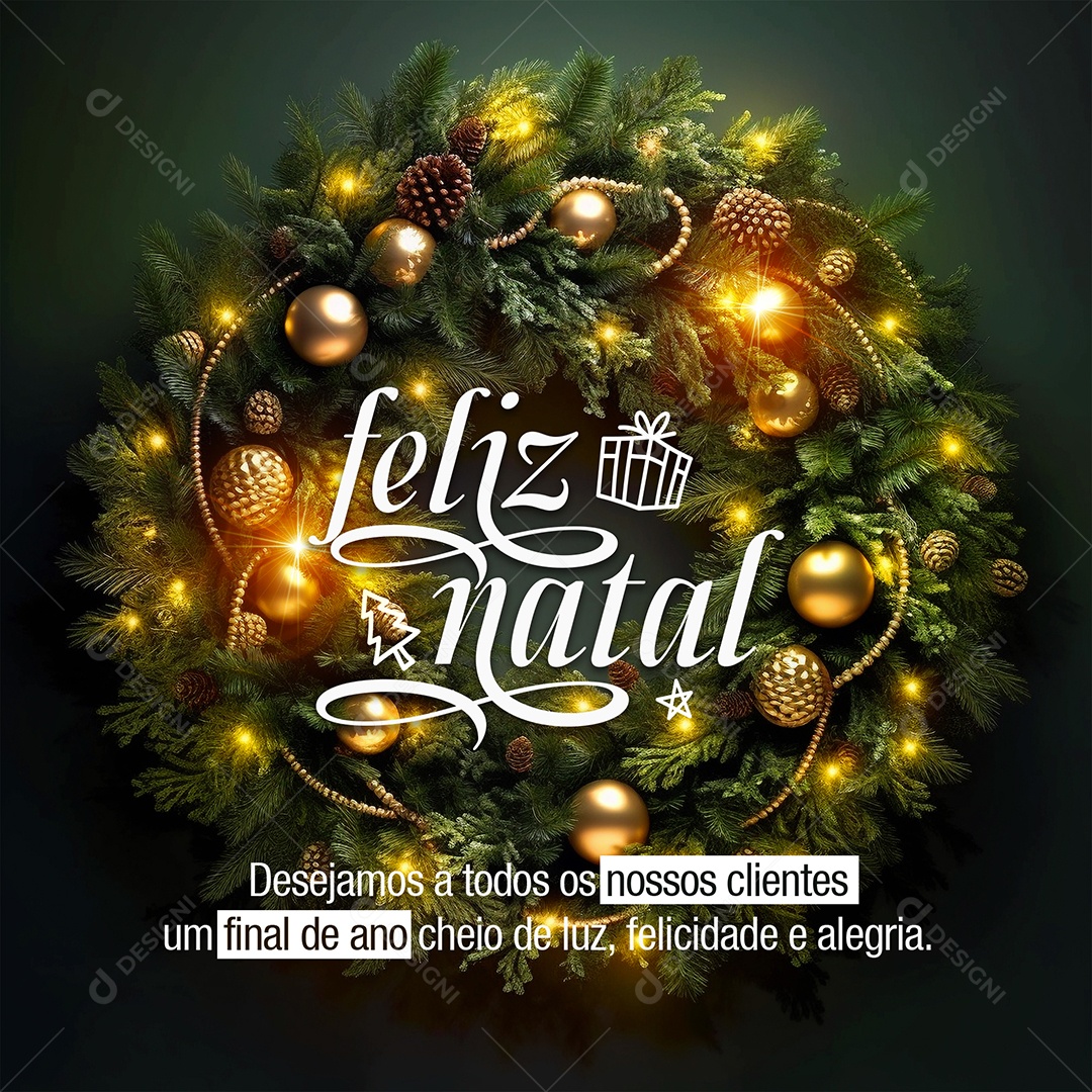 Social Media Feed Feliz Natal Felicidade e Alegria PSD Editável