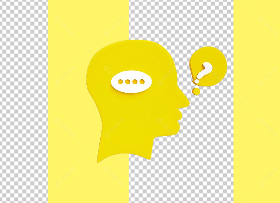 Caixa de Fala em Pensamento de Pessoa Elemento 3D Azul para Composição PSD