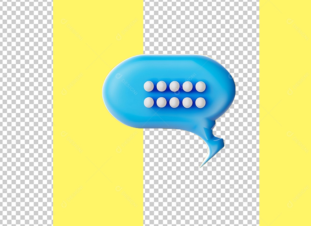 Caixa de Fala Elemento 3D Azul para Composição PSD