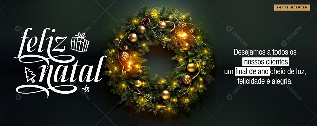 Social Media Banner Feliz Natal Cheio De Luz PSD Editável