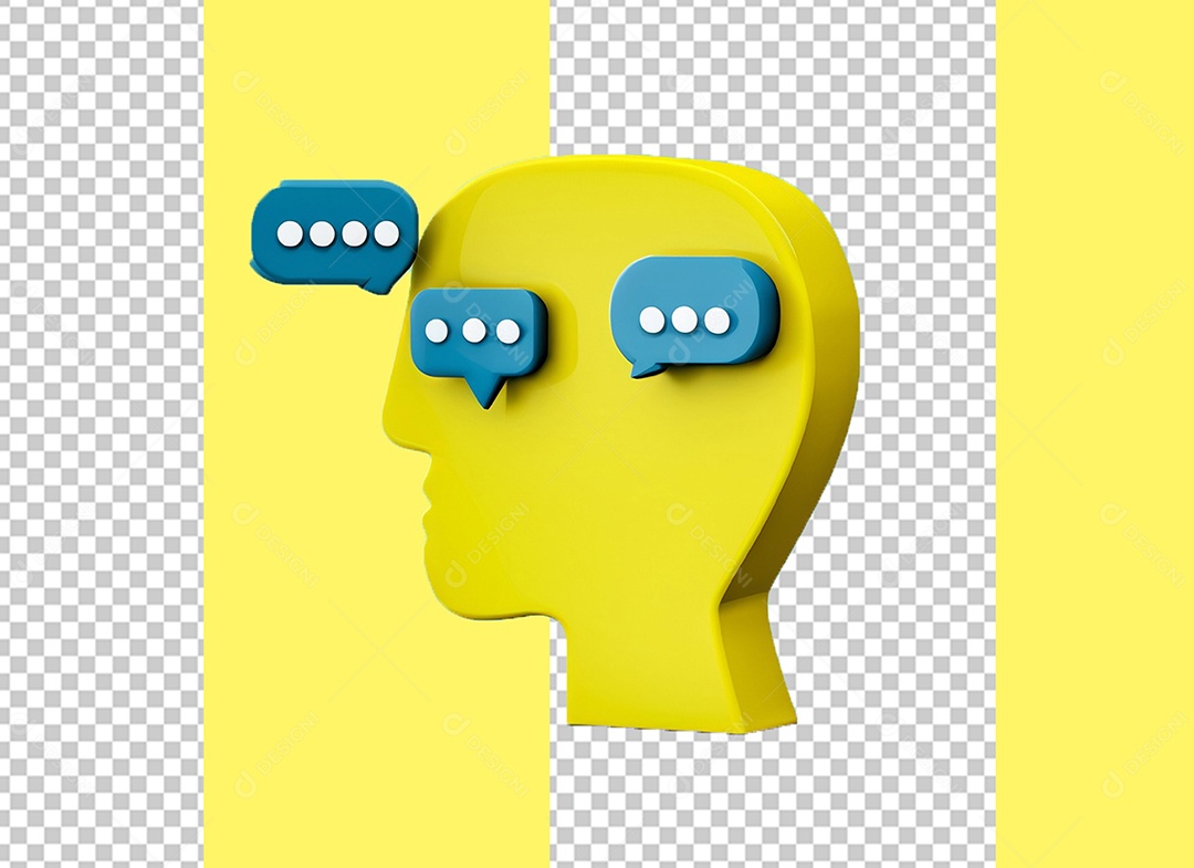 Ícone de Ideia em Mente de Pessoa Elemento 3D para Composição PSD