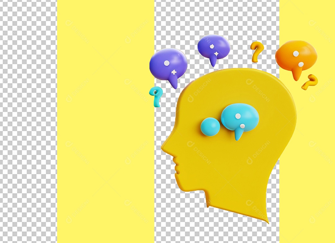 Ícone de Ideia sobre Mente de Pessoa Elemento 3D para Composição PSD