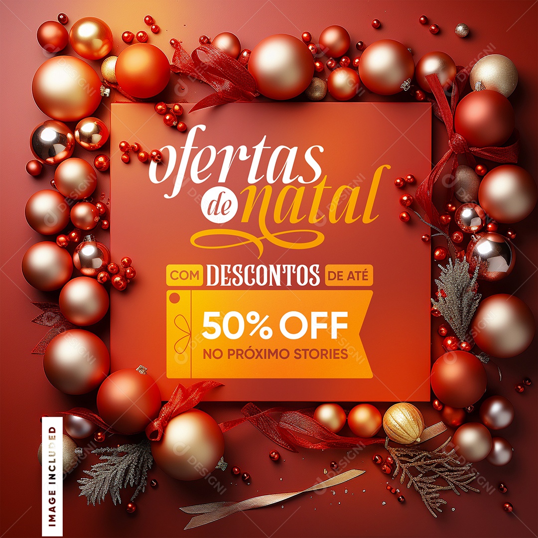 Social Media Ofertas De Natal Com Descontos Até PSD Editável