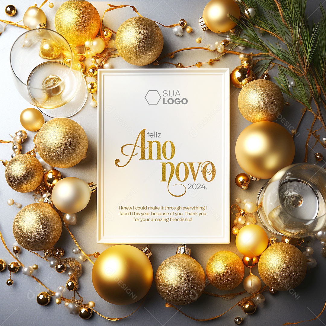 Feed Feliz Ano Novo 2024 Social Media PSD Editável