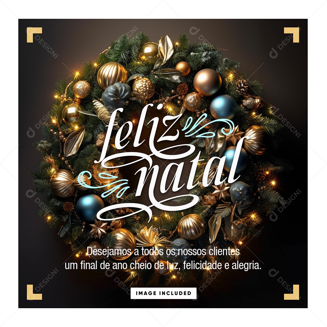 Social Media Feed Feliz Natal Felicidade e Alegria PSD Editável