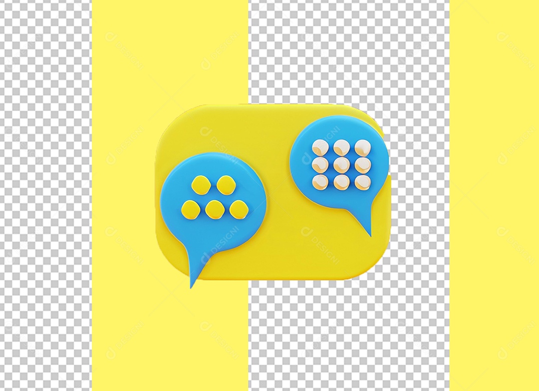 Caixa de Fala Elemento 3D Amarelo para Composição PSD