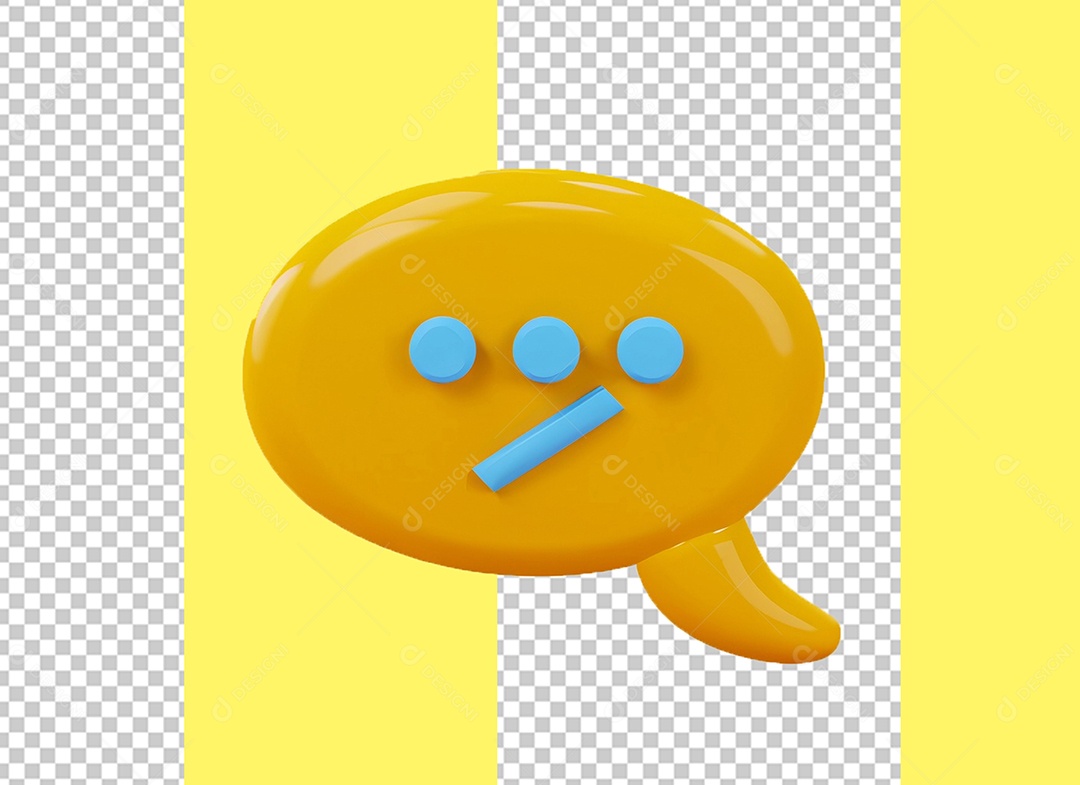 Yellow 3D Element Speech Box for PSD Composition