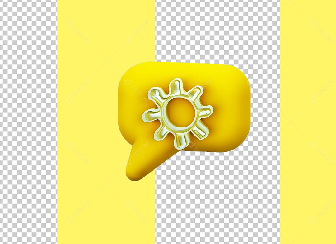Caixa de Ideia Elemento 3D Amarelo para Composição PSD