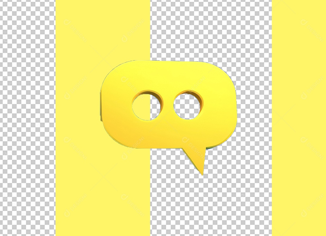 Caixa de Fala Elemento 3D Amarelo para Composição PSD