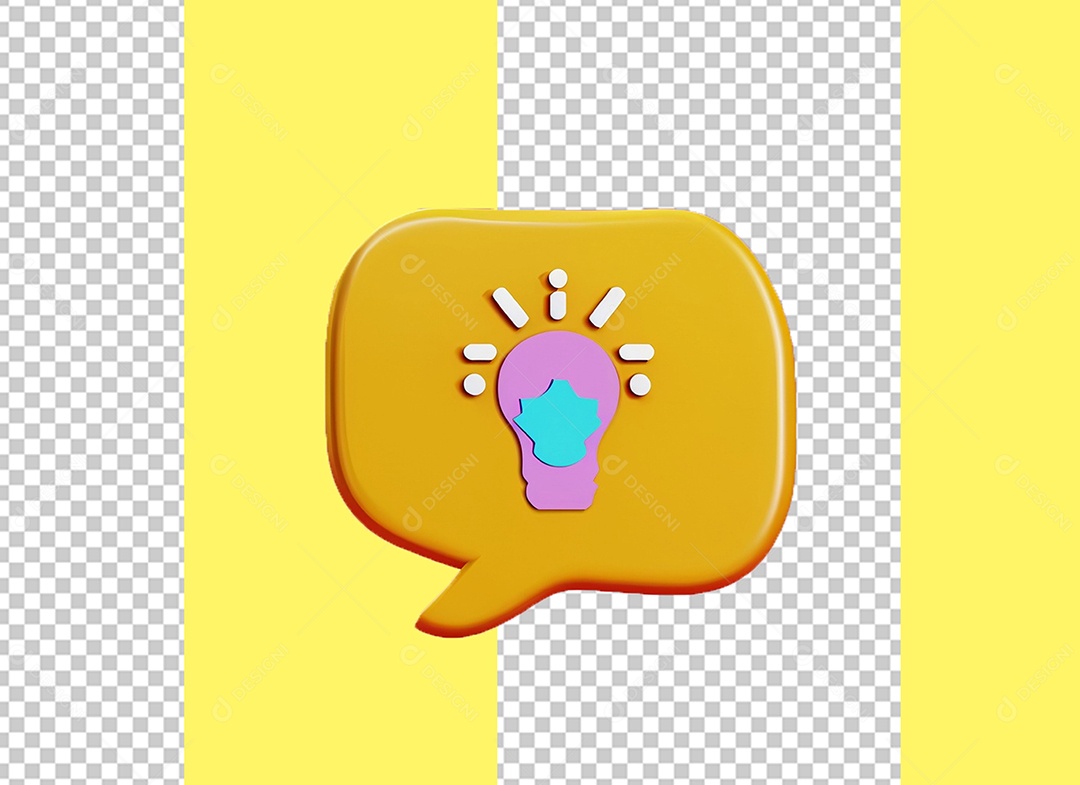 Idea Icon in Idea Box, Orange 3D Element for PSD Composition