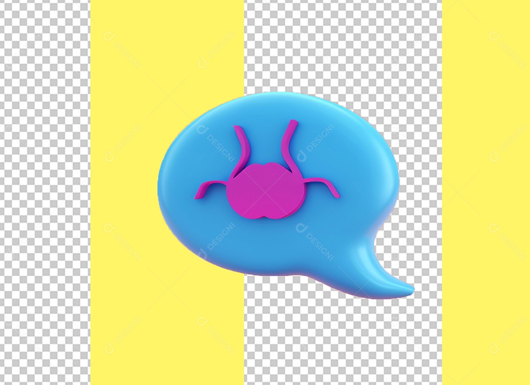 Ícone de Ideia Elemento 3D Azul e Rosa para Composição PSD