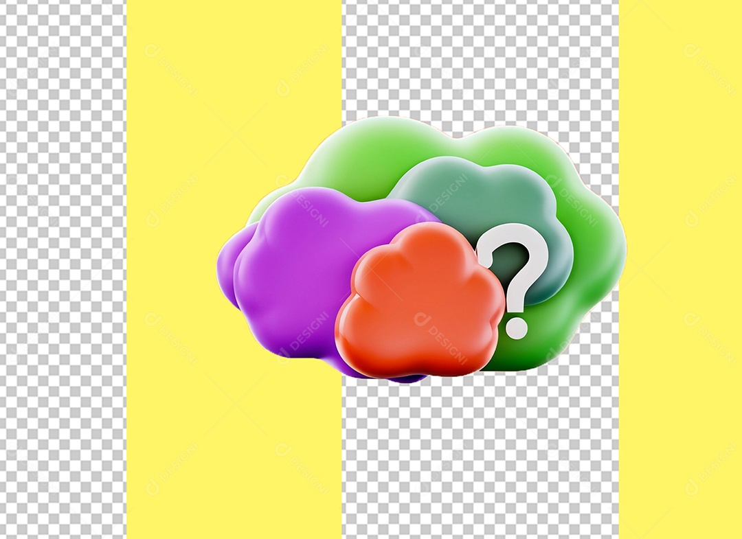 Ícone de Ideia em Nuvens Elementos 3D Coloridos para Composição PSD