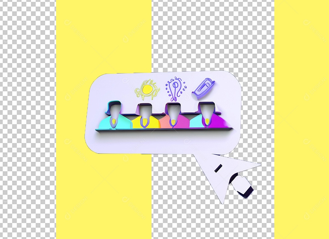 Ícone de Ideia Elemento 3D Branco para Composição PSD