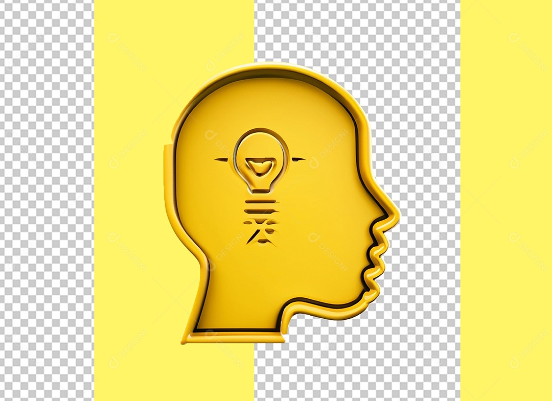 Ícone de Ideia Elemento 3D Amarelo para Composição PSD