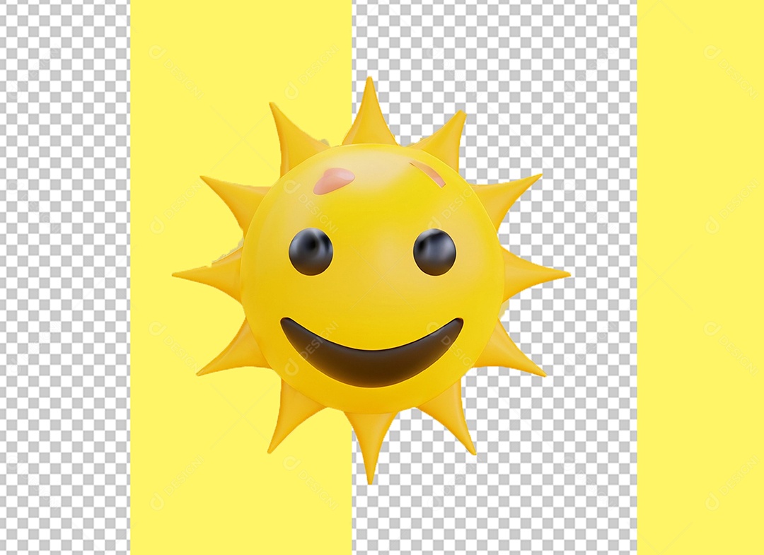 Sol com Rosto Feliz Elemento 3D para Composição PSD