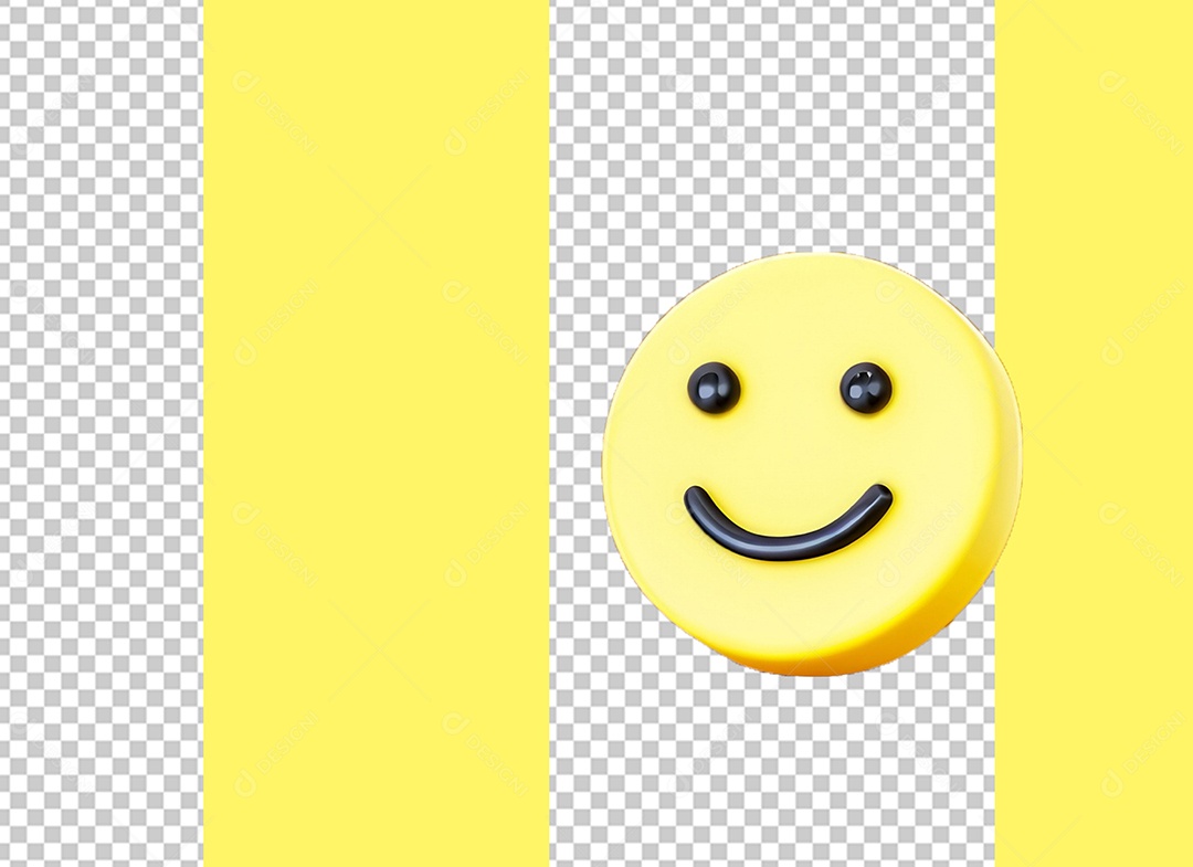 Elemento 3D Emoji Alegre Amarelo para Composição PSD