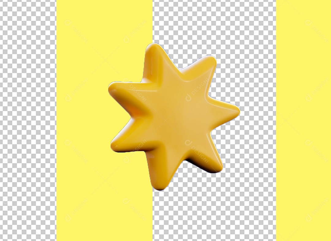 Estrela Amarela Cartoon Elemento 3D para Composição PSD
