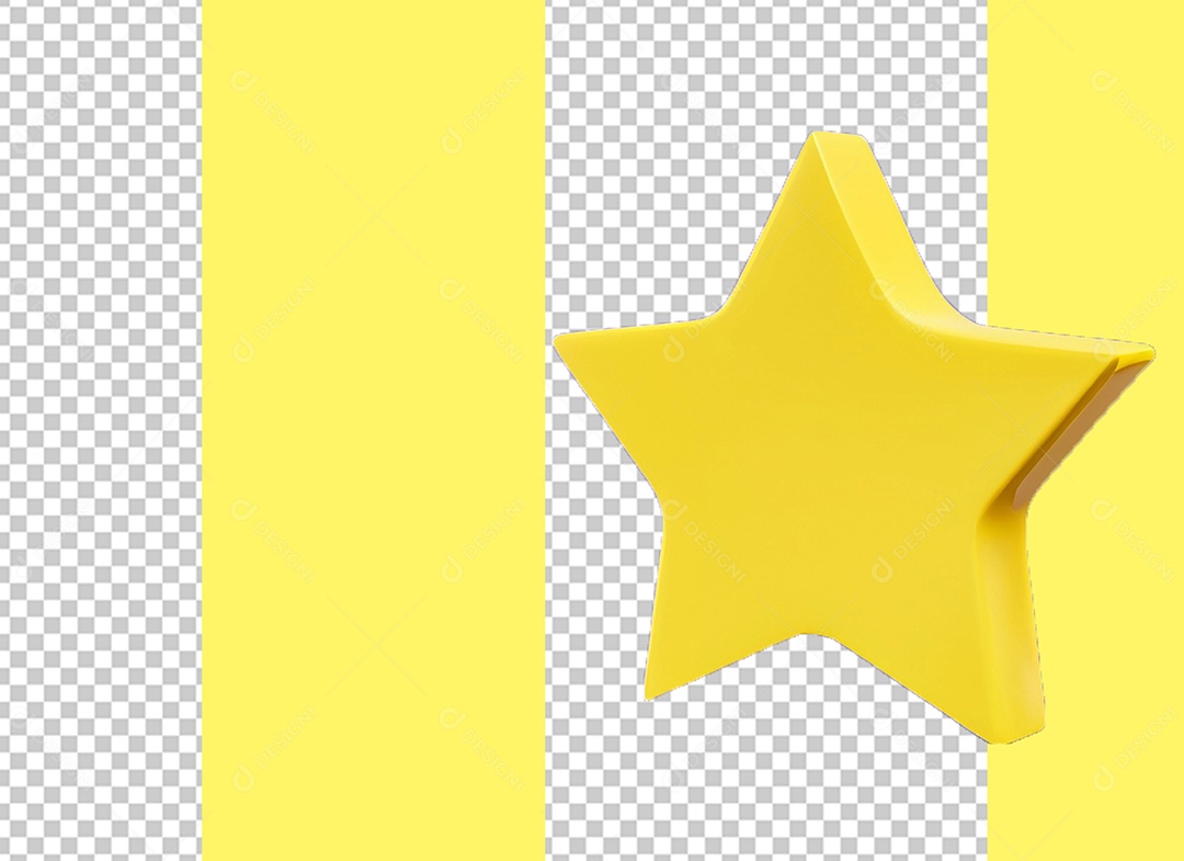 Elemento 3D Estrela Amarela Cartoon para Composição PSD