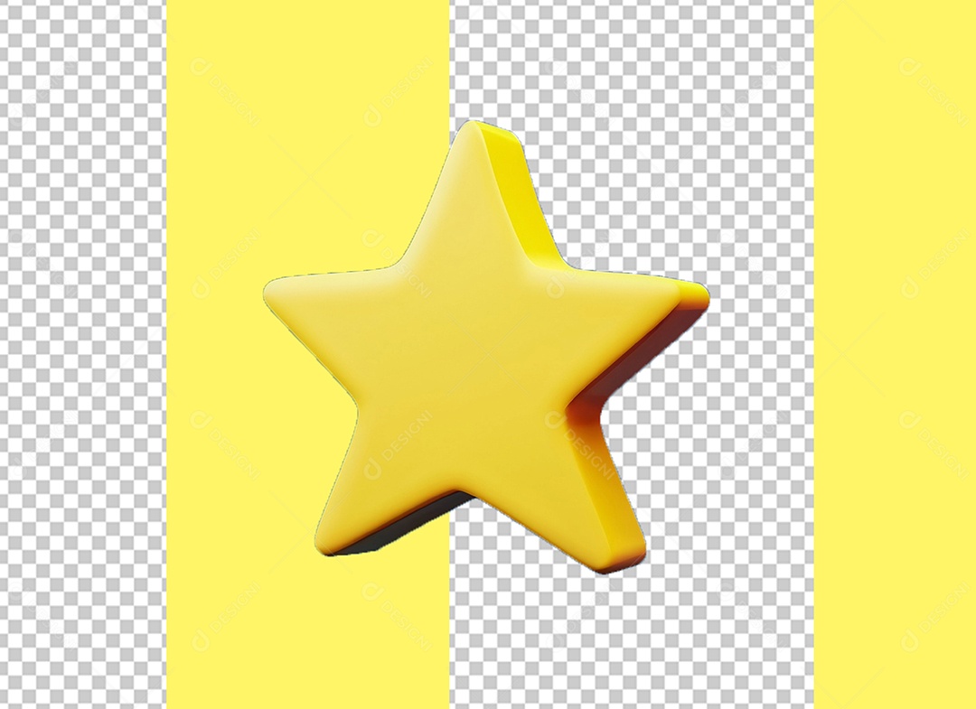 Estrela Amarela Cartoon Elemento 3D para Composição PSD