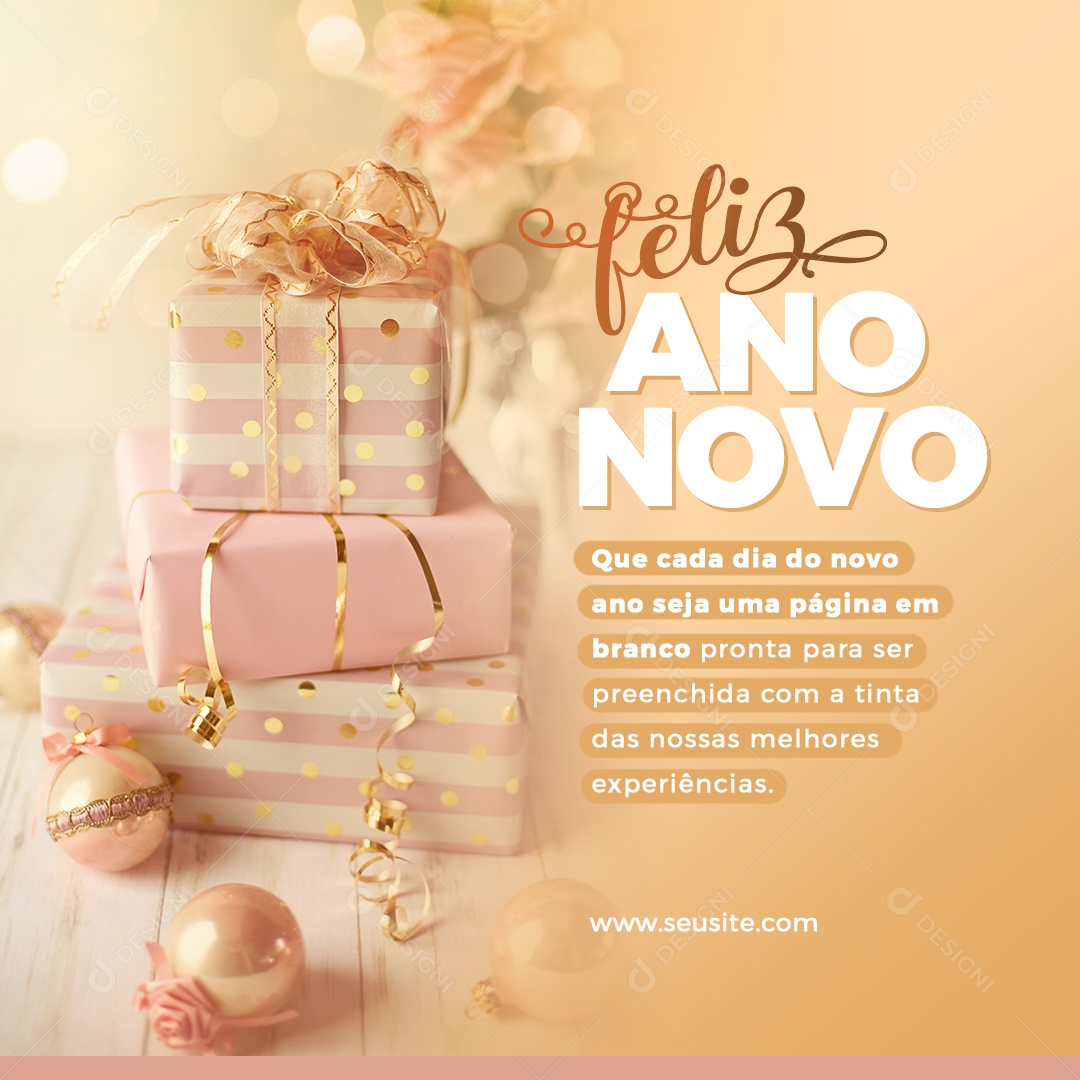 Feliz Ano Novo Seja como uma Página em Branco Pronta para ser Preenchida Social Media PSD Editável